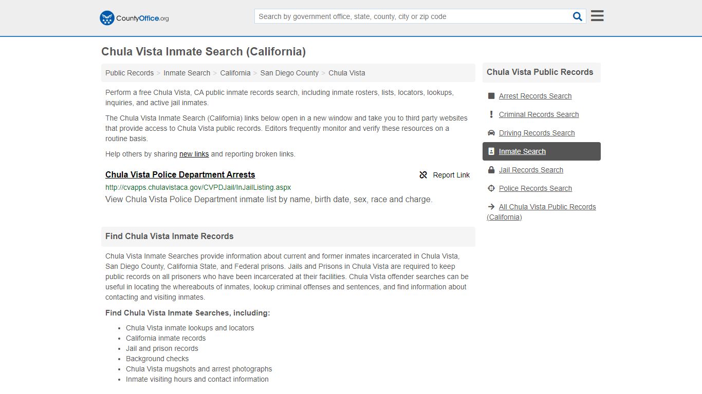 Inmate Search - Chula Vista, CA (Inmate Rosters & Locators)
