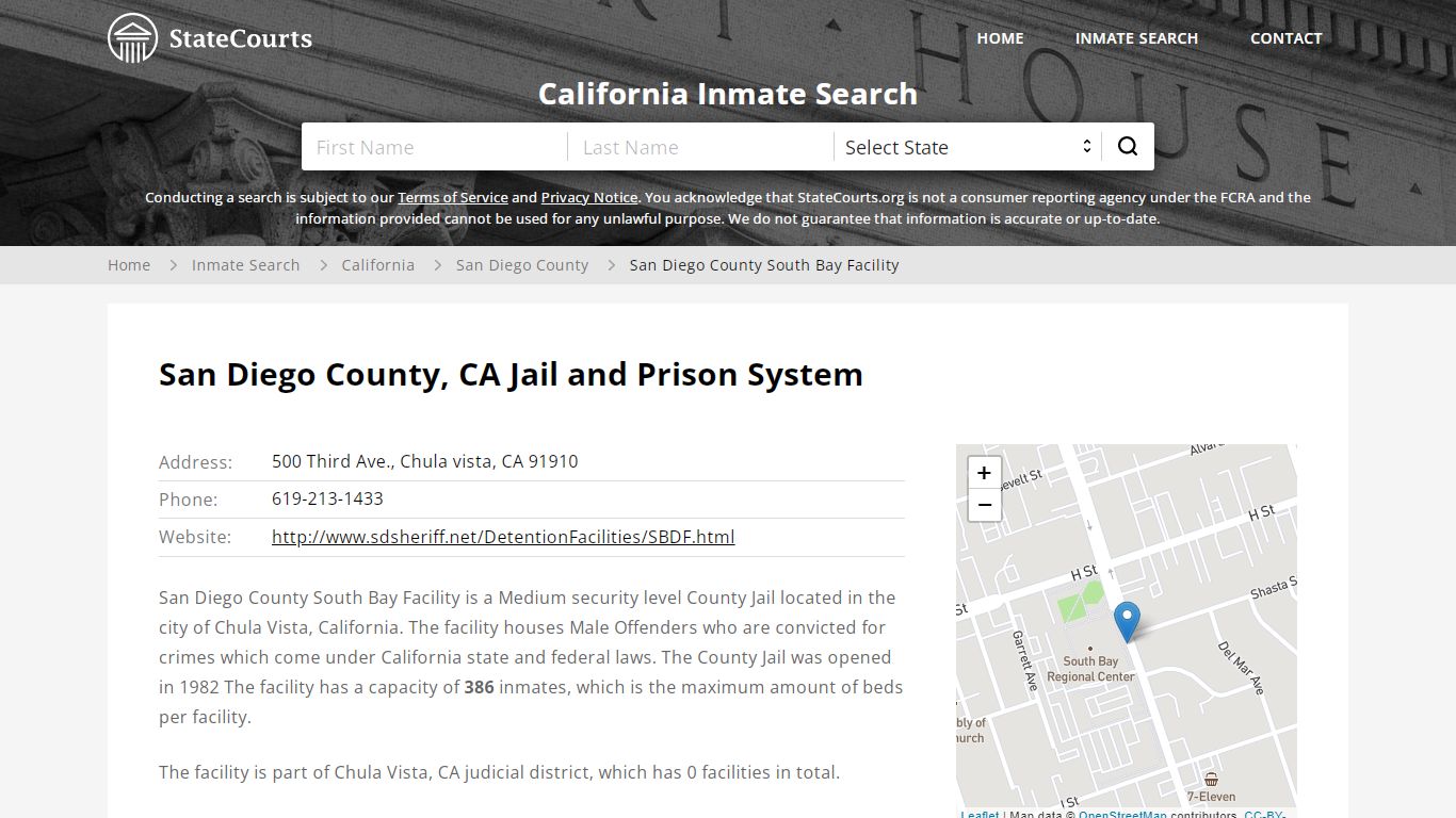 San Diego County South Bay Facility Inmate Records Search ...